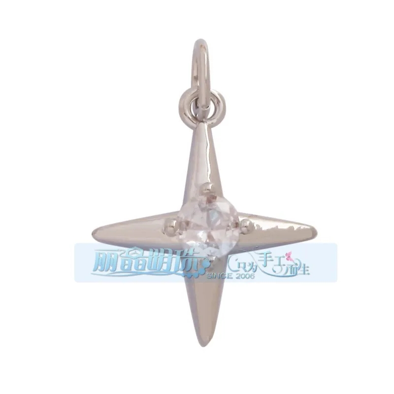 1 Piece 12 * 23mm 15*15mm 5*12mm Hole 5~5.9mm Half 925 Silver Zircon Sun Moon Pendant Jewelry Accessories