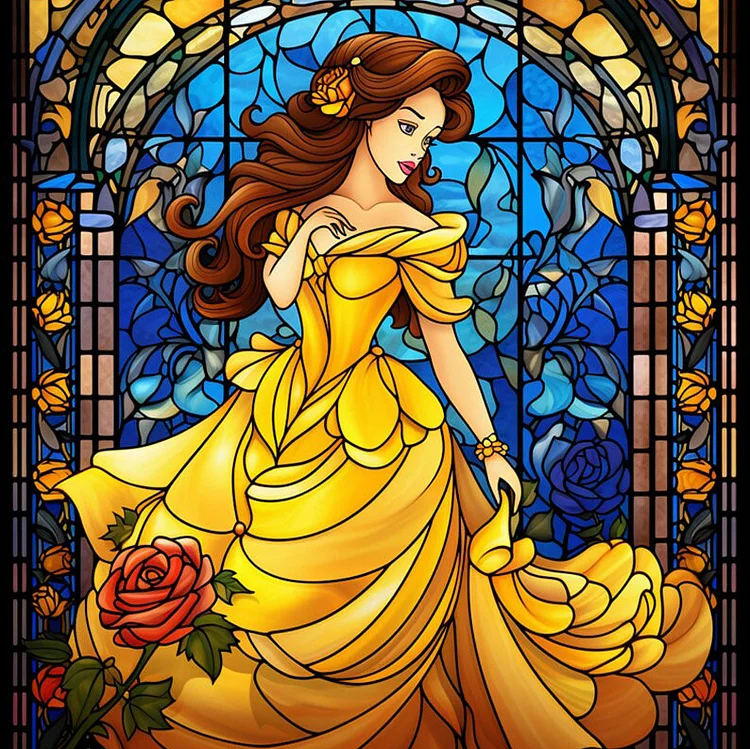 Beauty And The Beast Glass Painting 40*40CM (Canvas) AB Round Drill Diamond Painting gbfke