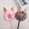 6PCS Creative Fluffy Cat Ears 0.5mm Gel Pen Y2K Trend Portable School Student Home Office Cute Stationery Gift