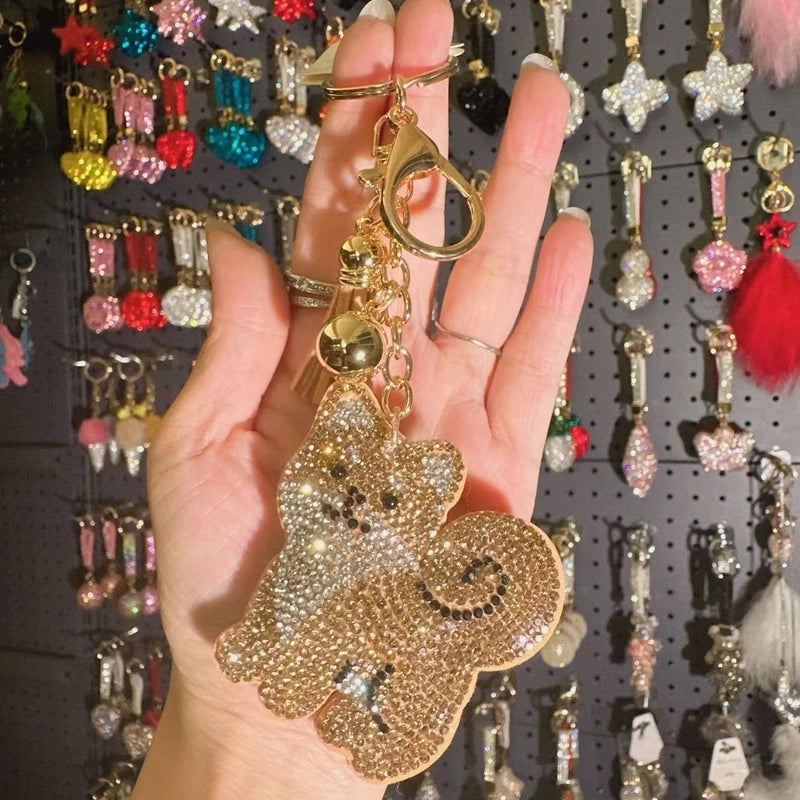 Cute Dog Pu Leather Diamond Women’s Keychain