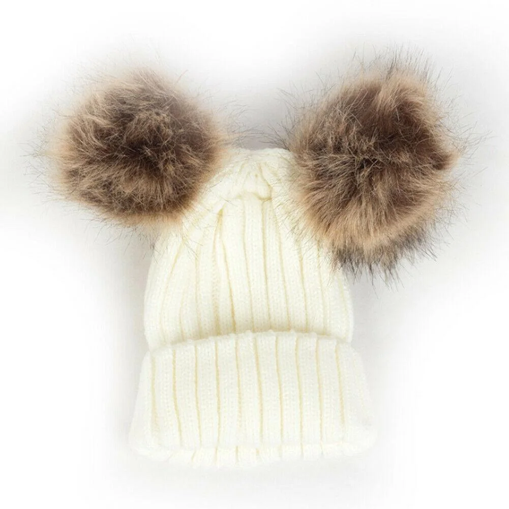2020 Baby Stuff Accessories Toddler Kids Girl Boy Baby Infant Winter Warm Crochet Knit Hat Fur Balls Beanie Cap