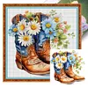 (Multi-Style) Flowers Boots And Cowboy Hat-11CT Stamped Cross Stitch 40*40cm/15.75*15.75in
