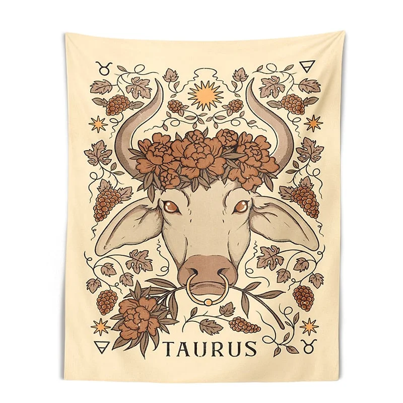 Tarot Tapestry Wall Hanging Constelation Zodiac Tapestries Hippie Astrology Tapestry Boho Horoscope Floral Tapestry for BedRoom