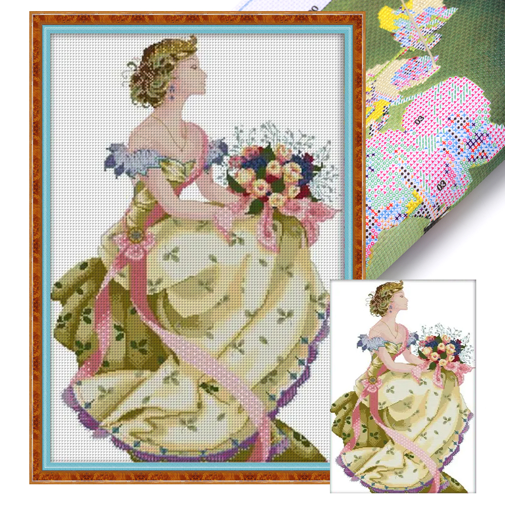 【Joy Sunday】Queen of Spring Partial 14CT Pre-stamped Canvas(41*59cm) Cross Stitch(backstitch)