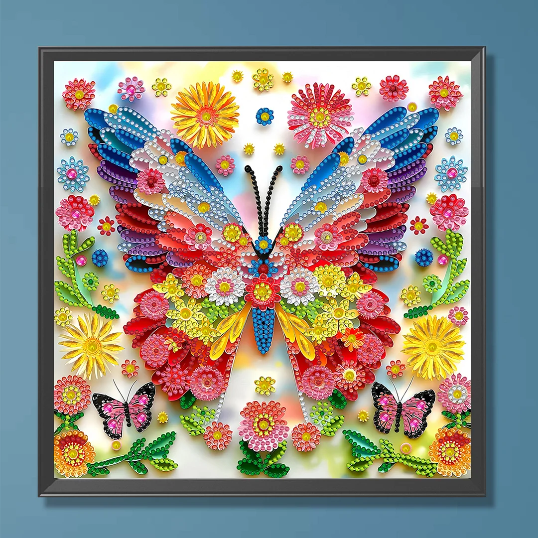 Butterfly Flower - Partial Special Shaped Drill Diamond Painting Kits (Canvas|30*30cm)
