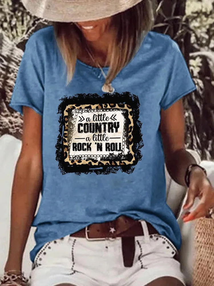 A little Country A little Rock n roll Raw Hem Tee