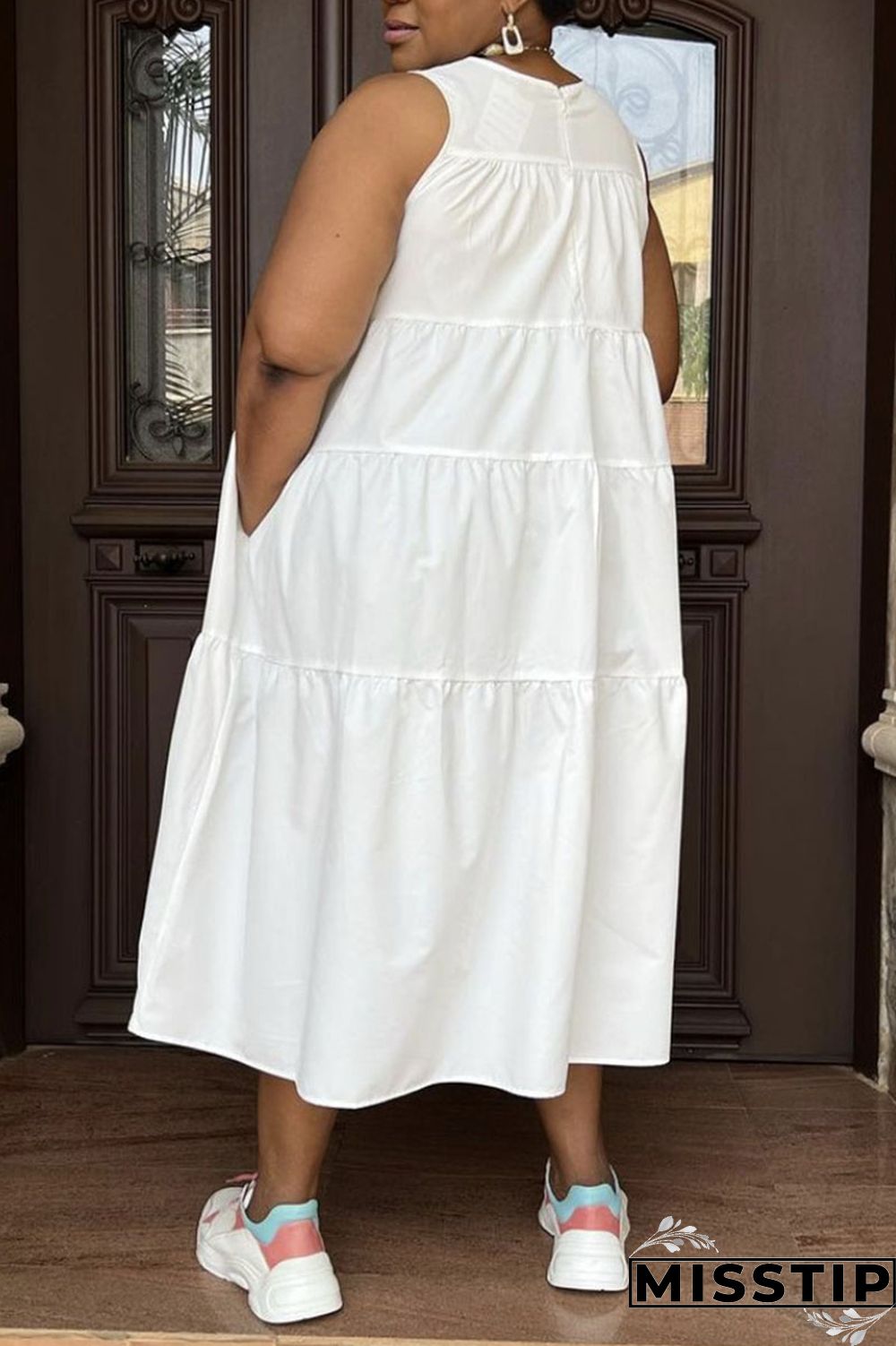 Black Casual Solid Patchwork O Neck A Line Dresses