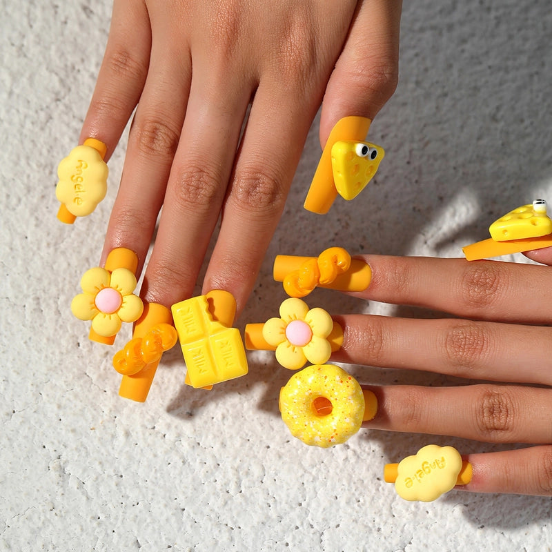 French Style Minimalist Flower Butterfly ABS Press-on Nails 1 Set