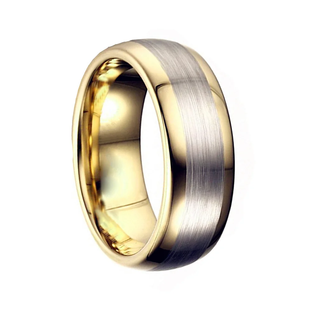 6MM 8MM Gold Tungsten Silver Brushed Wedding Bands