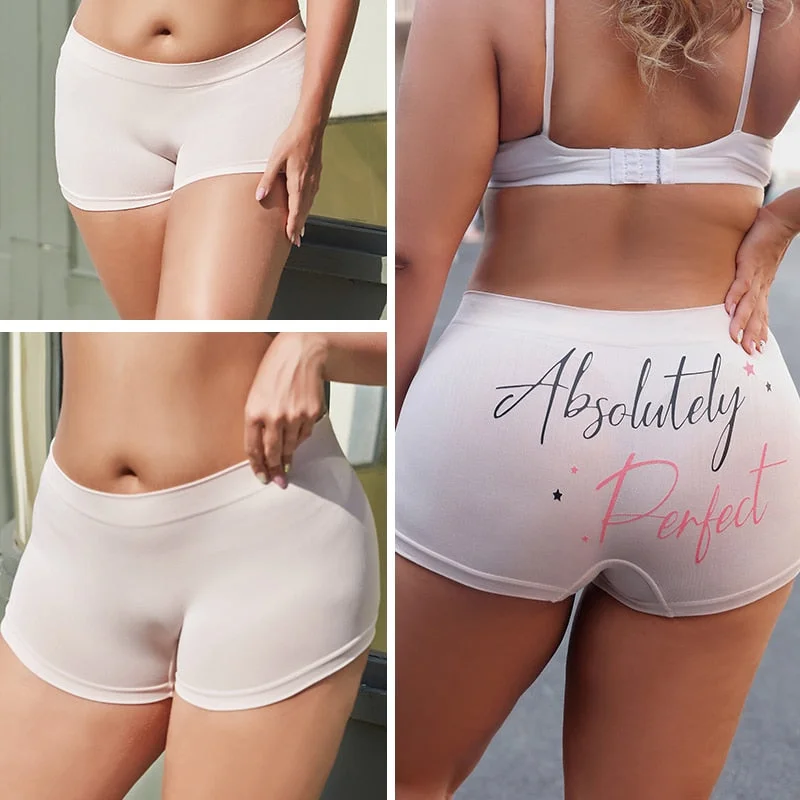 FINETOO Letter Printed Plus Size Panty High Waist Underwear Lingerie Boxer Underwear Under Skirt Ladies Safety Short Pants