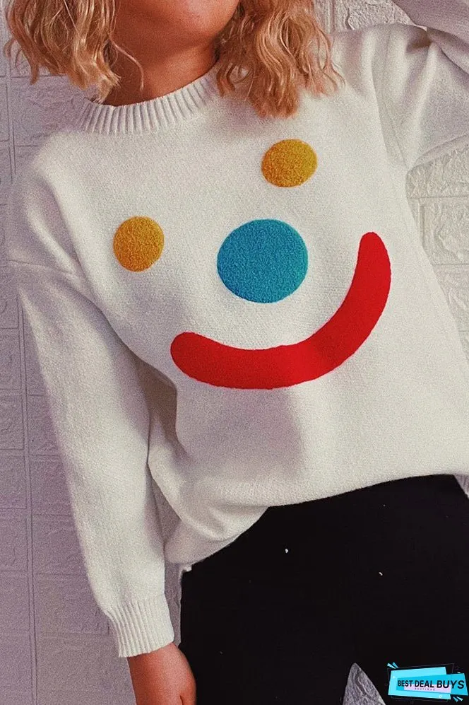 Clown Smile Knit Pullover Sweaters Winter Outfits