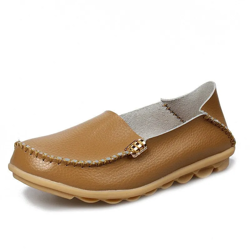 Women Flats Shoes Slip On Genuine Leather Loafers For Women's Moccasins Loafers Flats Ladies Shoes Plus Size Sapato Feminino