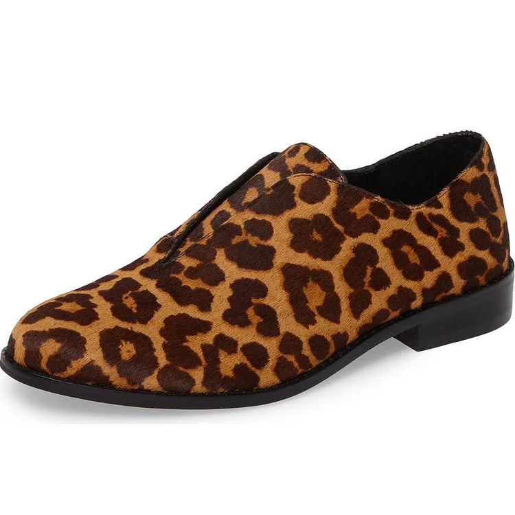 Leopard Women's Loafers Round Toe Casual Shoes for Women |FSJ Shoes