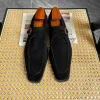 Mens Black Suede Dress Shoes Side Buckle