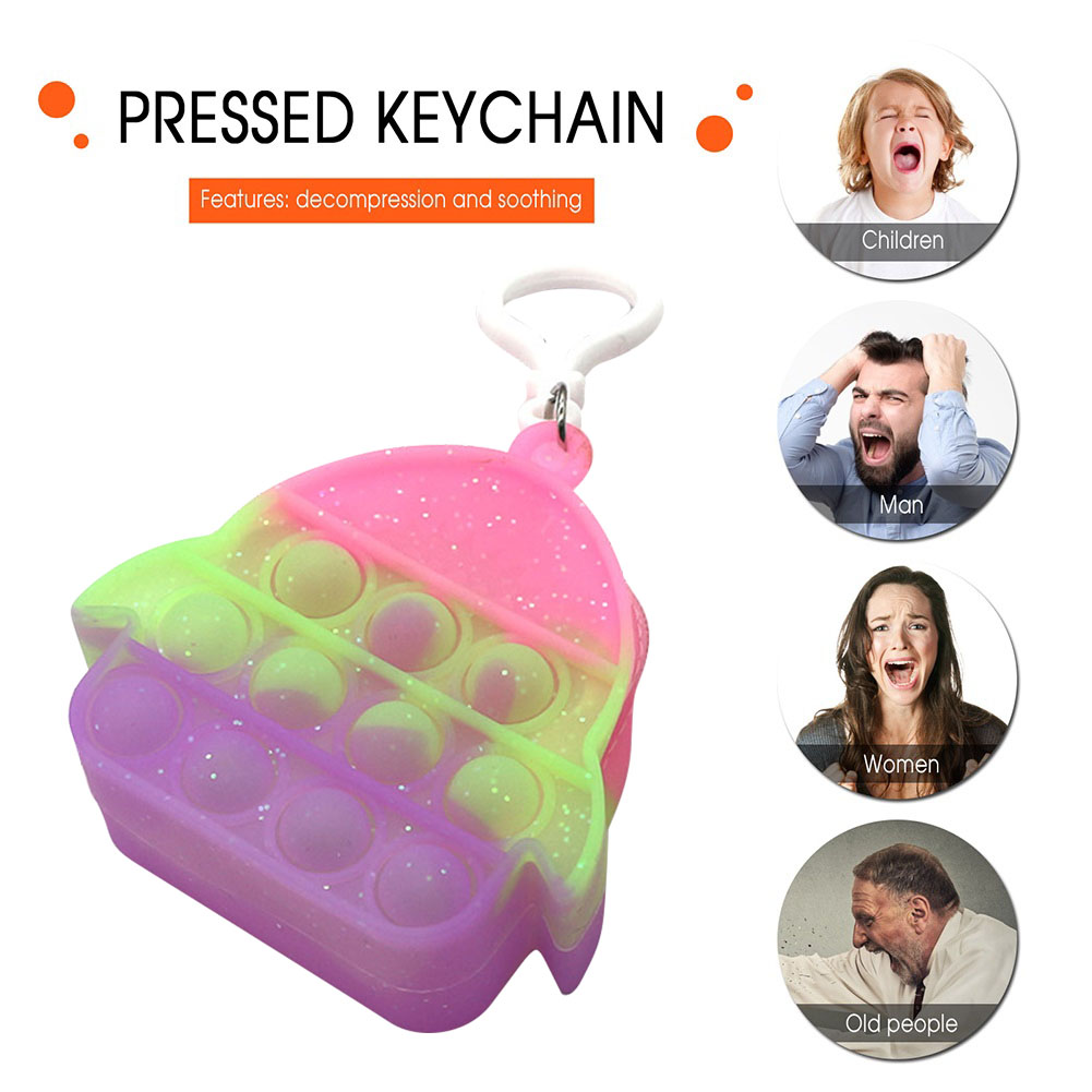 

Keychain Coin Purse Silicone Push Bubble Toys Kids Anti-Stress Games Bag, 501 Original