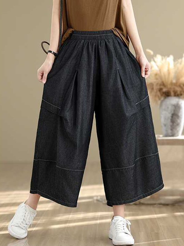 Side Large Pocket Vintage Wide Leg Jeans