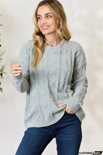 BiBi Cable Knit Round Neck Sweater