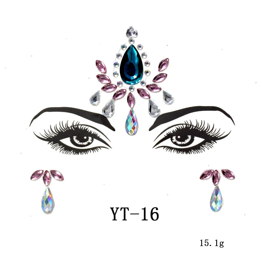 Sexy Style Rhinestone Acrylic Self-adhesive Jewelry Face Creative Tattoo Body Art Jewelry Masquerade Eyes Beauty Makeup Sticker