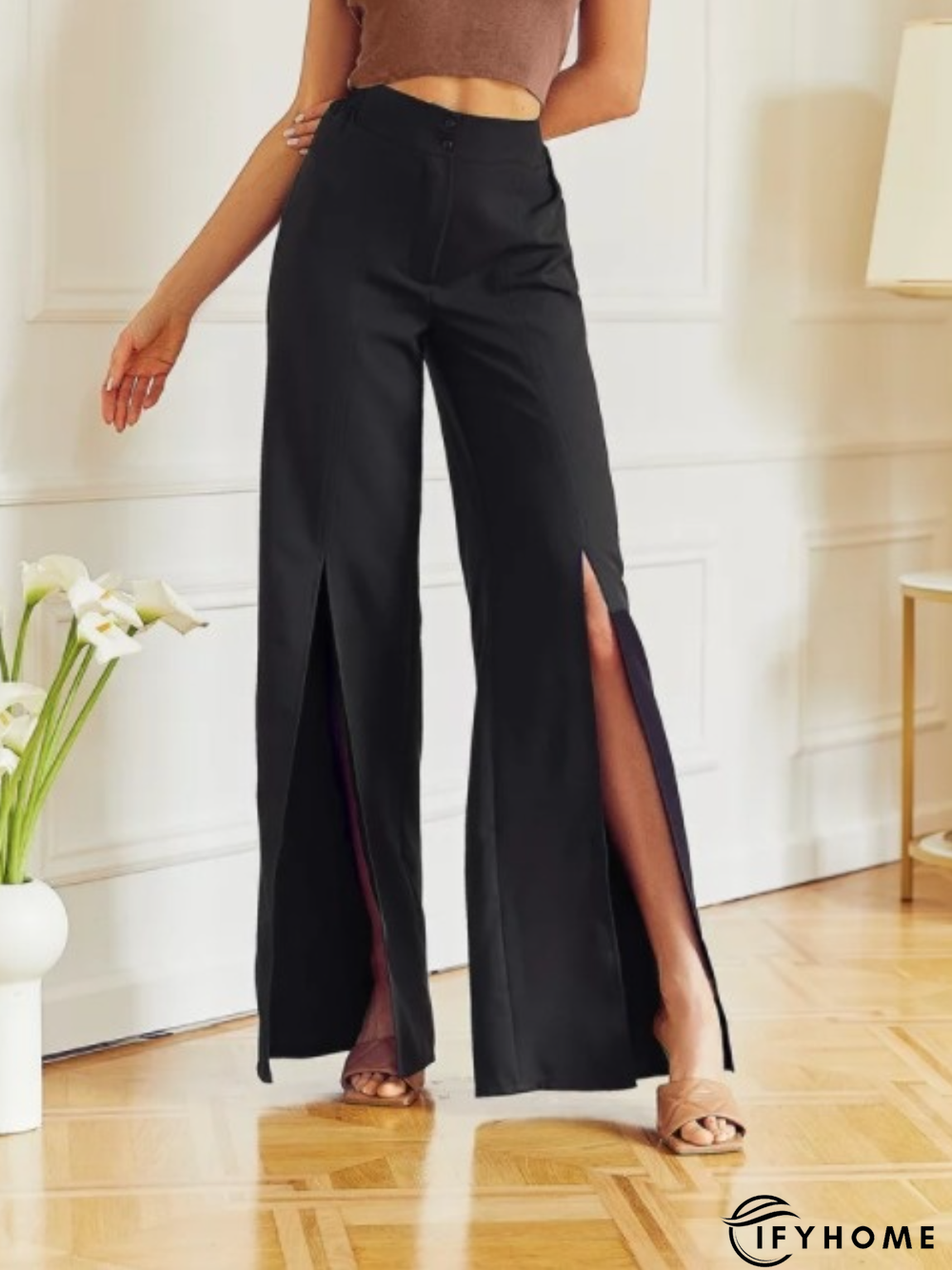 Slit Elegant  A-Line Wide Leg Pants | IFYHOME