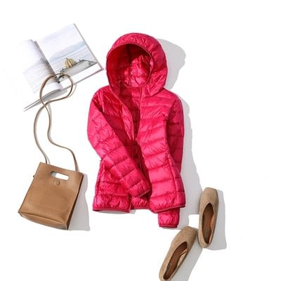 90% Ultra-light Plus Size Thin Down Jacket Women 2021 Autumn Winter Slim Short Hooded Warm White Duck Down Coat Women Outerwear