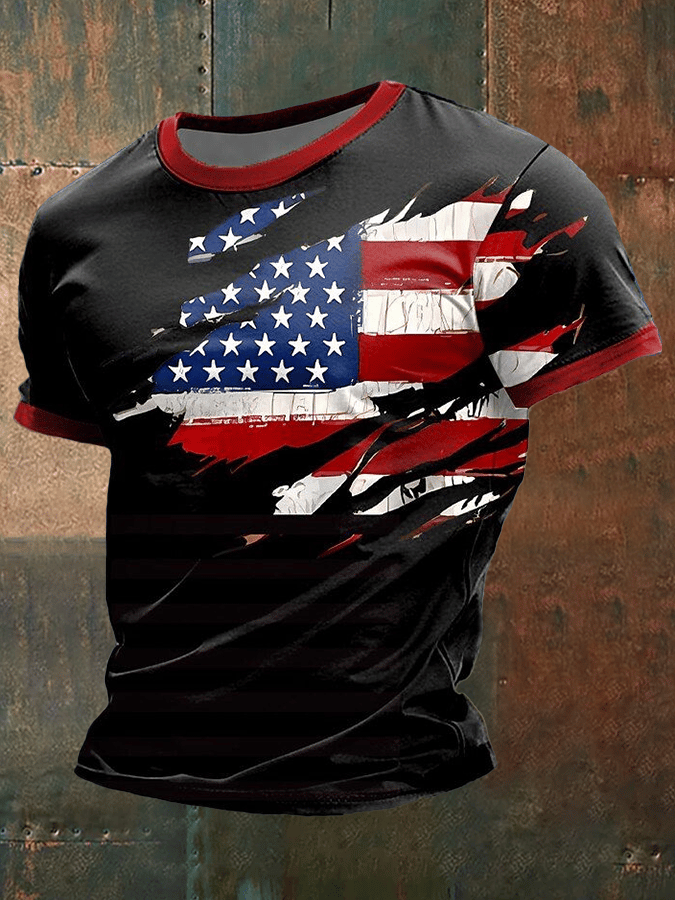 Men's Independence Day Printed Crew Neck T-Shirt 