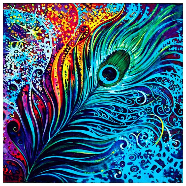 Gorgeous Feather Round Full Drill Diamond Painting 30X30CM(Canvas) gbfke