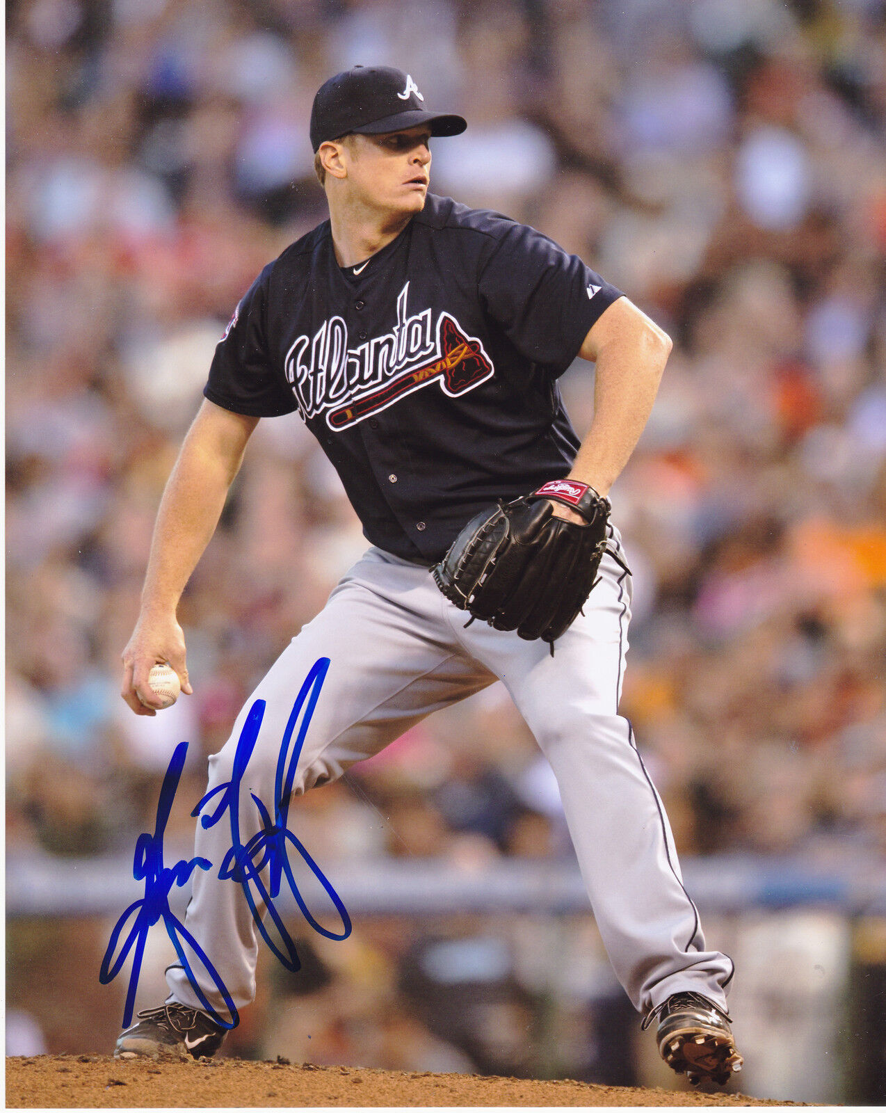 GAVIN FLOYD ATLANTA BRAVES ACTION SIGNED 8x10