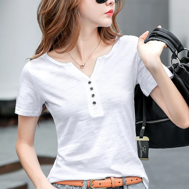 Women Tshirt 2022 Summer New Cotton Solid Short Sleeve T-Shirt Female Loose Casual Simple Shirts Harajuku Tops Clothing 9694