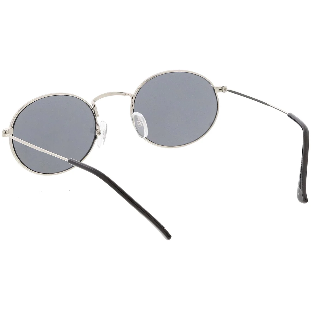 Small Metal Oval glasses Slim Arms Neutral Colored Lens 51mm