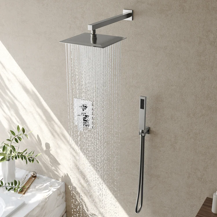 Rainfall Shower System in Brushed Nickel M6066NI-10BL | EVERSTEIN