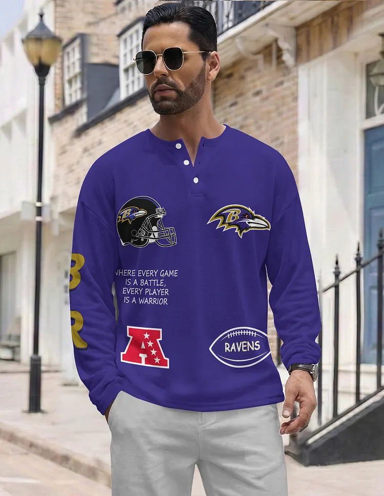 Baltimore Ravens  Long Sleeve Henley Shirts & Pants set