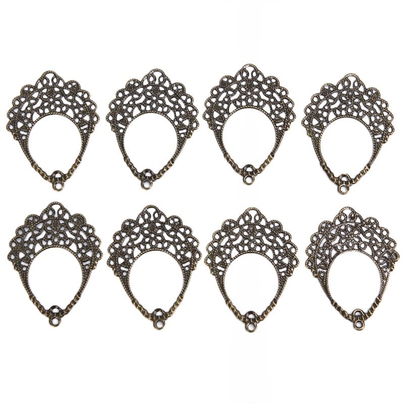 30pcs DIY Jewelry Earrings Ear Stud Pin Filigree Wraps Metal Connectors Crafts for Jewelry Making Accessories Charm Pendant