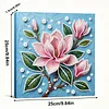 (25x25cm)DIY Pink Magnolia Flower Framed Handmade Pearl Painting Art Craft Kit Living Home Decor