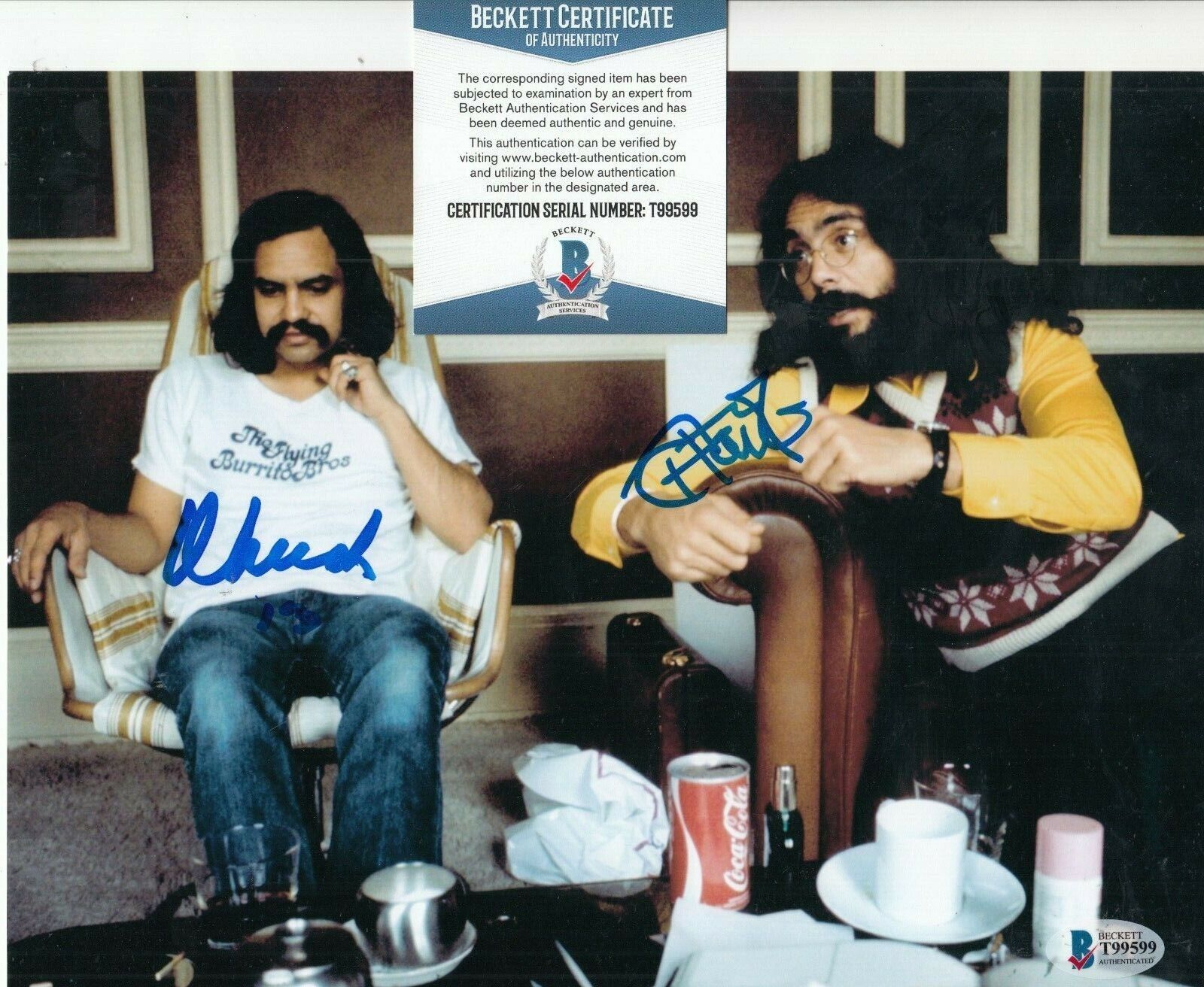 CHEECH and CHONG signed (UP IN SMOKE) Movie 8X10 Photo Poster painting BECKETT BAS T99599