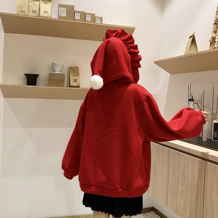 Fluffy Ball Ruffle Hoodie Jumper SP14816