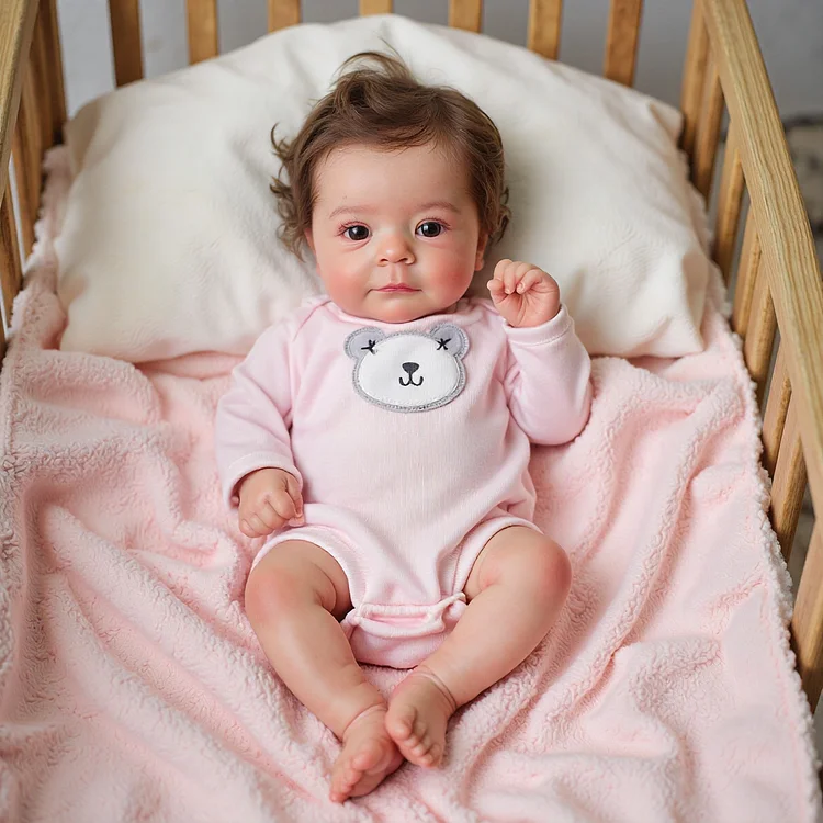 18" Real Cute Lifelike Awake Reborn Newborn Doll Named Aeris with Brown Hair：Realistic Reborn Baby Dolls By Rsgdolls®