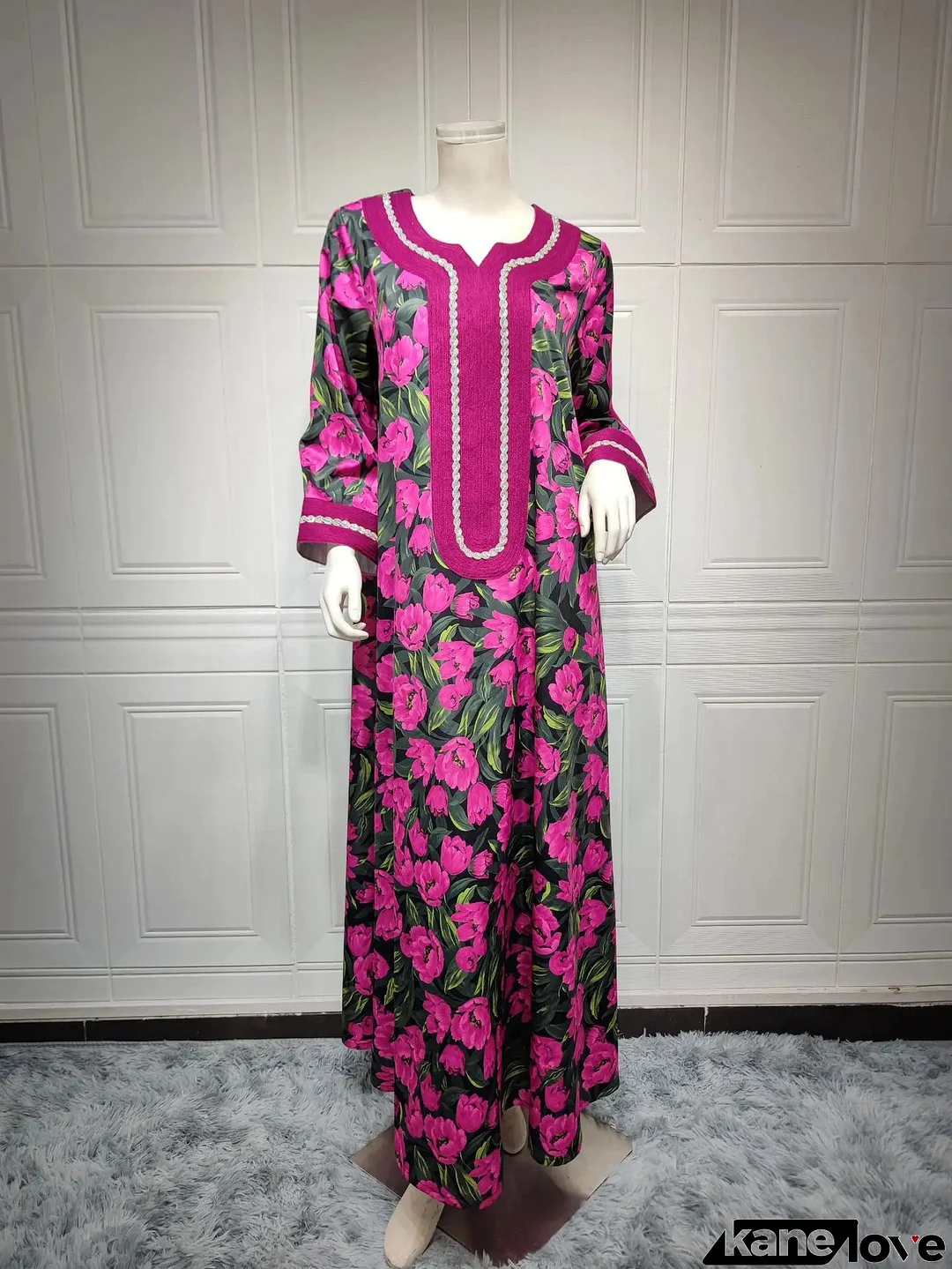 Women's Arabian Polyester Full Sleeve Printed Pattern Casual Dress