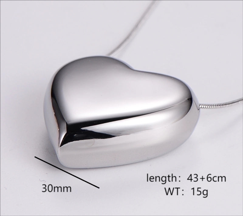Stainless Steel 18K Gold Plated Minimalist Heart Shape Pendant Necklace