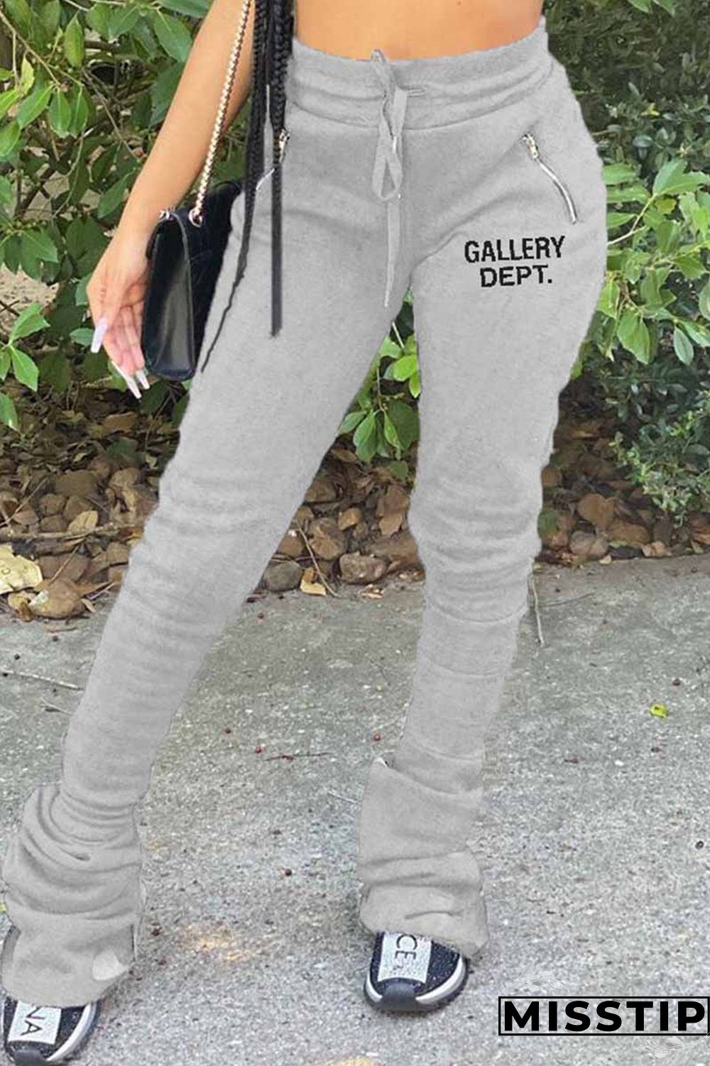 Grey Street Print Letter Mid Waist Bottoms