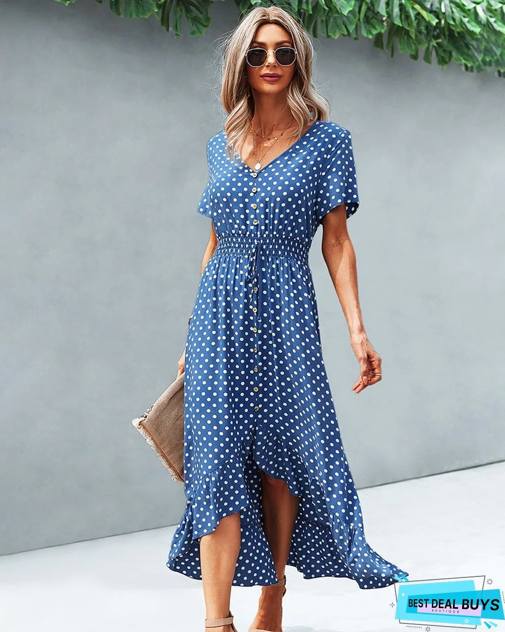 Fashion Holiday Dress Wave Point Skirt Before Short After Growing Up Dress