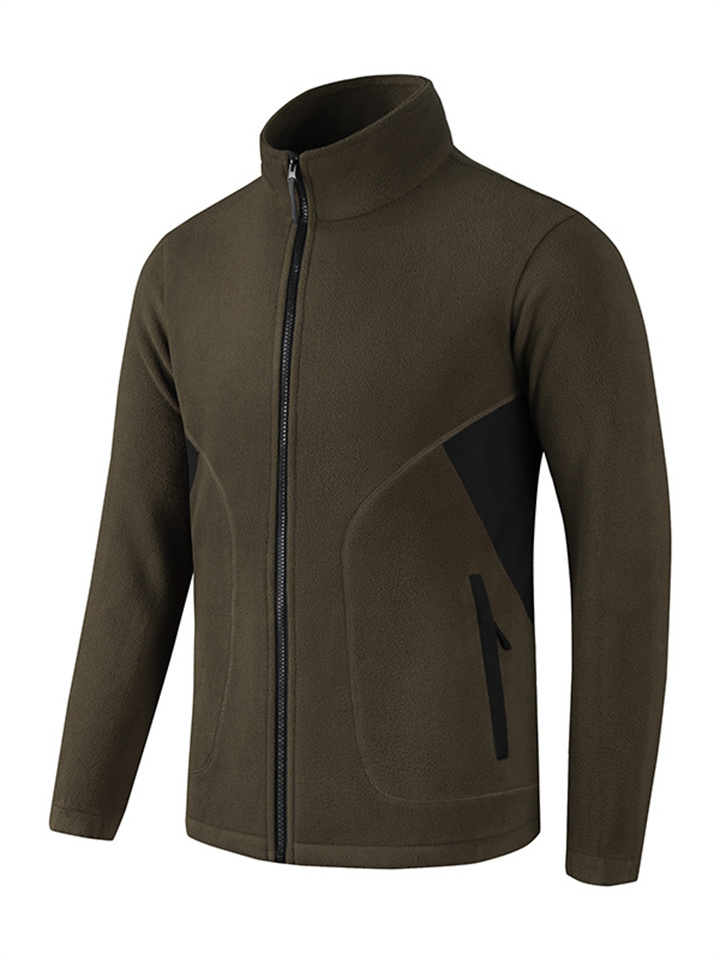 Double-sided Fleece Jacket Men's Fall Lambswool Collar Jacket Outdoor Sports Fleece Jacket Casual Fashion Cardigan Sweater