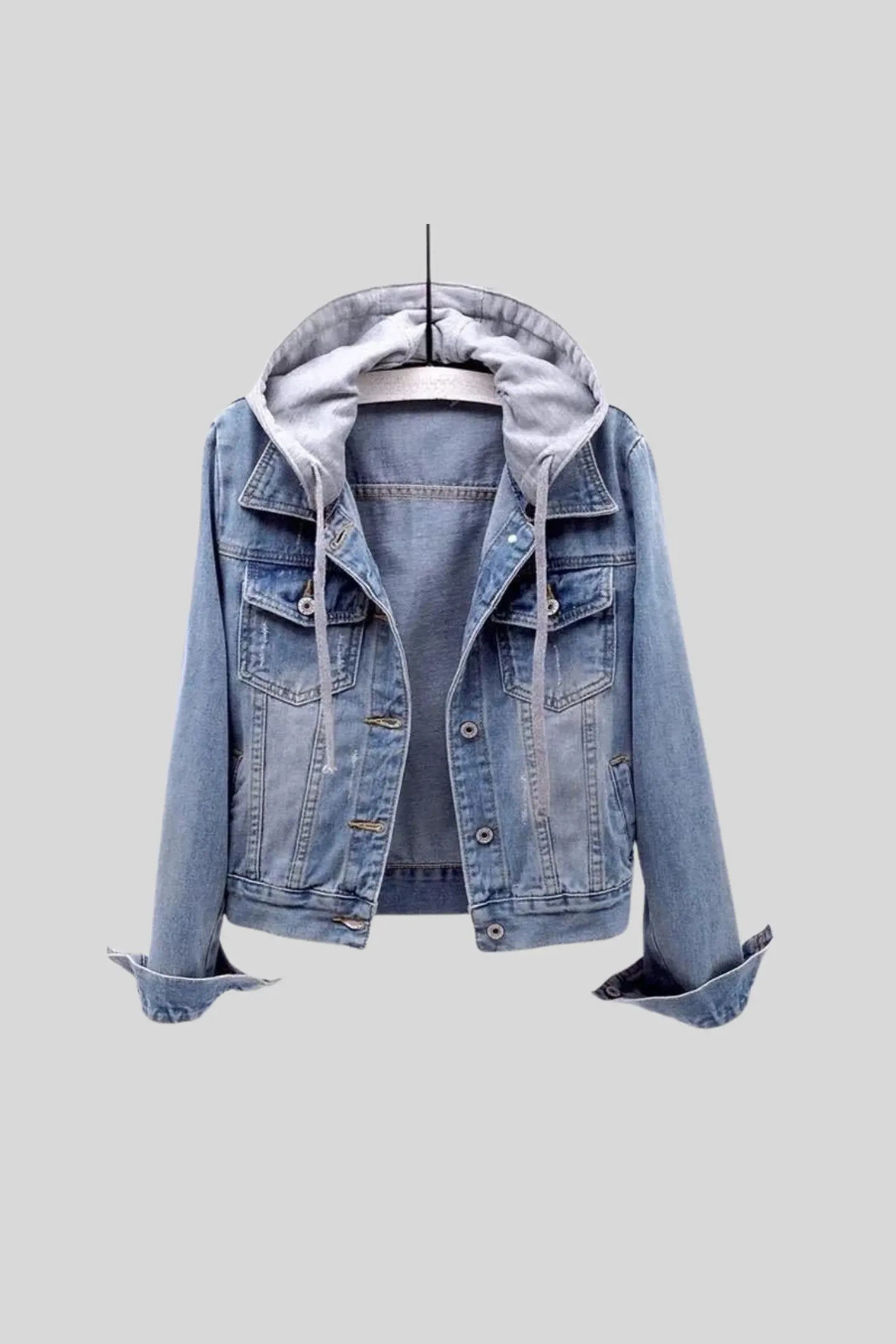 Women's Denim-Look Hooded Jacket &ndash; Lightweight Casual Layer