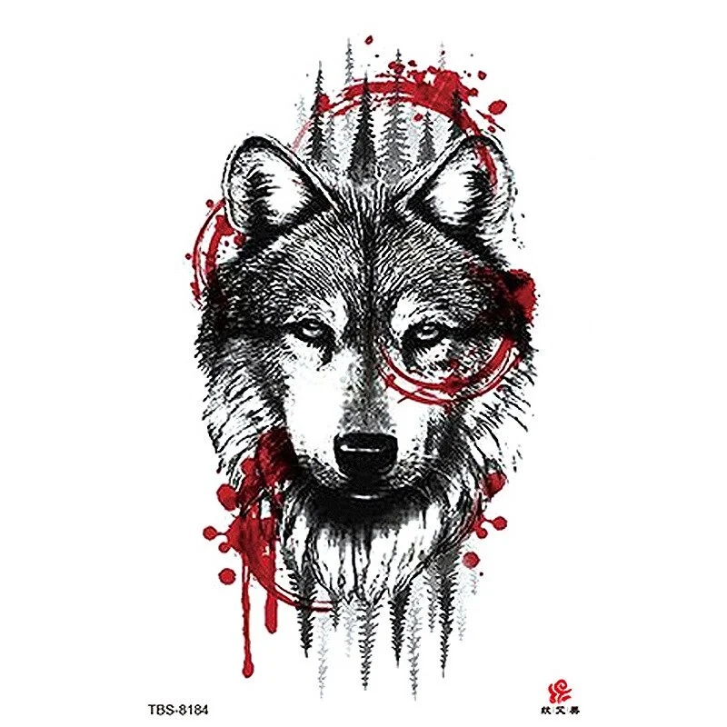 Sdrawing Forest King Animal Tattoo Sticker for Men Tiger Skull Skeleton Fake Tattoo for Women Wolf Tattoo Temporary Waterproof