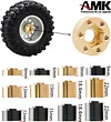 AMK 4pcs Brass Wheel Weights 22mm Wheel Hex Hub Widen Adapter for 1/10 RC Crawler 1.9in/2.2in Wheels Rim Axial SCX10 TRX4 Counterweight