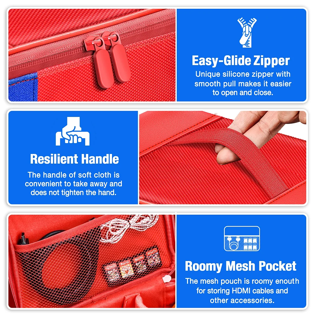 DinoFire Carrying Case for Nintendo Switch OLED Model 2022 [Shockproof] Hard Shell Protective Cover Travel Bag w/10 Game Card Slots