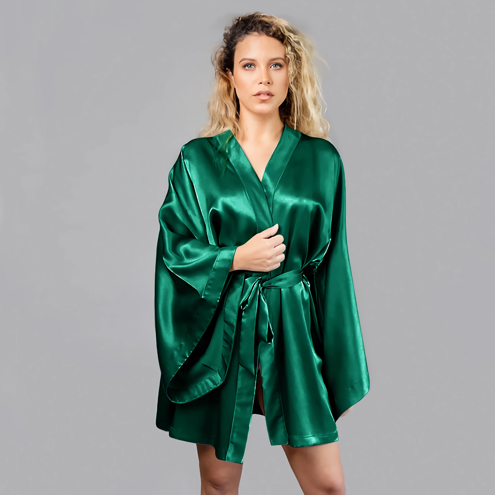 22 Momme Wide Sleeves Short Silk Robe For Women REAL SILK LIFE