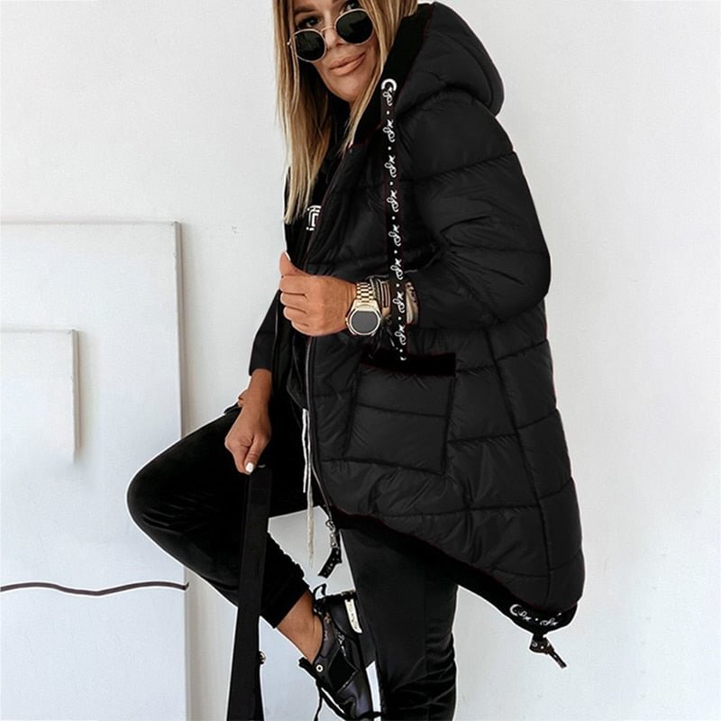 Umeko Women Long Cotton Coat Hooded Zipper Light Weight  Autumn Long Sleeve Jacket Ladies Fashion Casual Solid Color Clothing