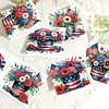 6pcs Diamond Painting Independence Day Flowers Greeting Card with Envelope for Family Friends Holiday Gift Congratulations