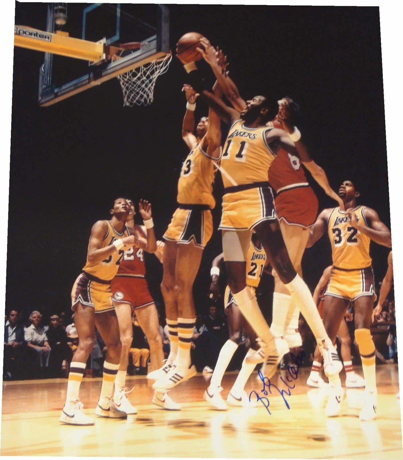 Bob Mcadoo Hand Signed Autographed 16x20 Photo Poster paintinggraph Defensive Block Lakers COA