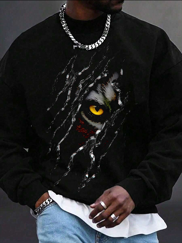 Men's Wolf Claw Eyes Art Print Casual Sweatshirt